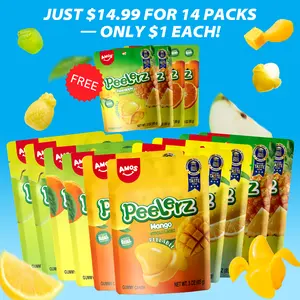 AMOS Peelerz Gummy Candy Variety Pack – 14 Bags for $14.99! Mango, Orange, Pineapple & Green Apple, Peelable Fruit Gummies, Fun Snack, 3oz Each, Shareable Treat Bundle