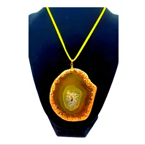 Large Onyx Agate geode pendant necklace