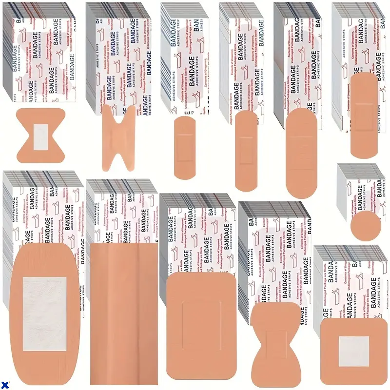180/360Pcs Flexible Fabric Adhesive Bandages, Elastic Breathable First Aid Bandages in 12 Assorted Sizes, Includes Fingertip, Knuckle & Round Spot Bandages for Wound Care