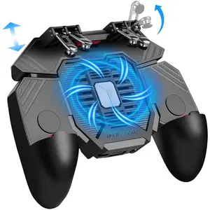 Six Finger Gamepad for iPhone Android with 1200mAh Power Bank Quiet Cooling Fan 180° Flip Touch Head Ergonomic Design for PUBG Games