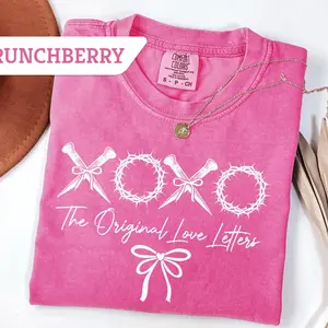 Comfort Colors® XOXO the original love letters Sweater, Christian Valentines Shirt, Valentine Day Shirt,Valentine Bow Shirt, Christian Shirt