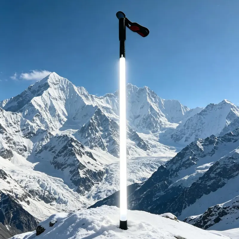 LED Warning Light Hiking Stick - 105cm Fixed Length Waterproof Aircraft Aluminum Durable Survival Stick, Built-in LED Light Strip, 360° Glow, Anti-Slip Grip, Rugged Trails Ready, Outdoor Safety Tool for Night Camping, Hiking Gear, Emergency Situations