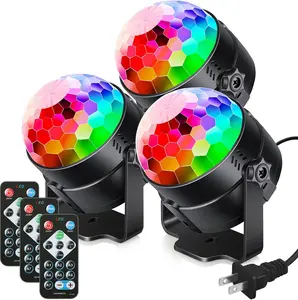 3-Pack Sound Activated Party Lights with Remote Control Dj Lighting, Disco Ball Light, Strobe Light Stage Lamp for Home Room Dance Prom Party Decorations Supplies