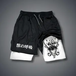 Demon Slayer Hashibira Inosuke 80s 90s summer men shorts for men jorts outfit men graphic shorts Double-layer sports shorts Comfortable short shorts summer