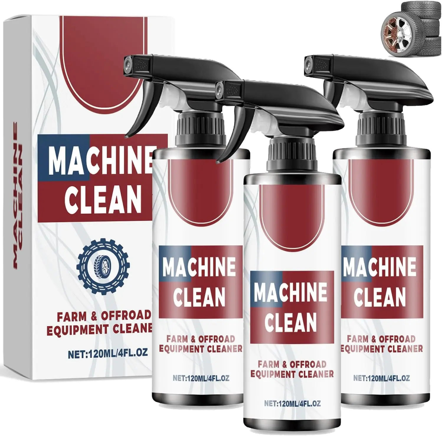 3 Pcs Machine Clean Spray, 2025 New Upgraded Machine Clean Outdoor All-Purpose Cleaner, Heavy-Duty Outdoor All Purpose Cleaner,Compatible with all wheel materials and finishes