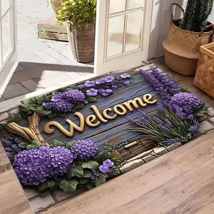 Indoor Welcome Mat Featuring a Hydrangea And Lavender Floral Design, Made of Flannel for Non-Slip Comfort. Easy to Clean, It'S Perfect for Decorating Bedrooms And Living Rooms, Ideal for Holidays And More bath