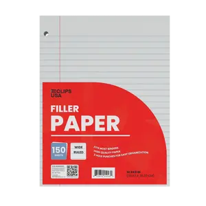 Wide-Ruled Filler Paper - White Loose-leaf, Fits Standard 3-Ring Binder, 150 Sheets