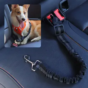 Dog Car Safety Seatbelt, Retractable Bungee Dog Leash, Shock Absorbing Reflective Safety Leash with Steel Buckle, Adjustable Length 20.87-29.53in for Pet Travel, Heavy Duty Vehicle Restraint for Small Medium Large Dogs, Anti-Pull Comfort Walking Leash