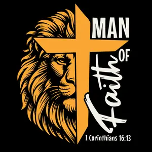 Man Of Faith With Lion  Direct To Film Print, DTF Print, Ready To Press Print For T-Shirts