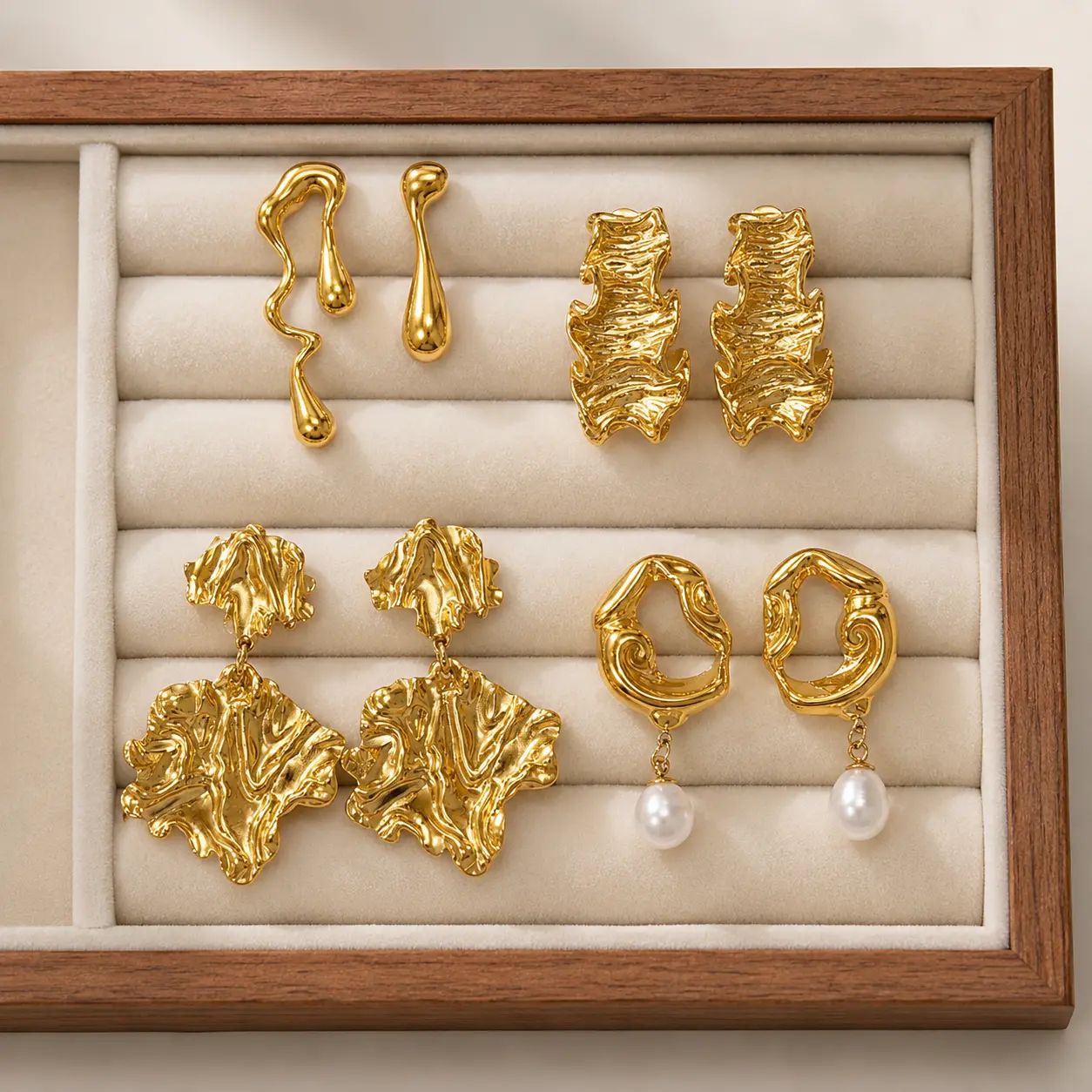 Metora Gold & Pearl Earring Collection for Women, Vintage Statement Drop Earrings