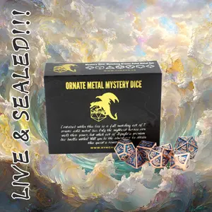 Hymgho - 7 Matching Ornate Solid Metal Polyhedral RPG Dice - Box