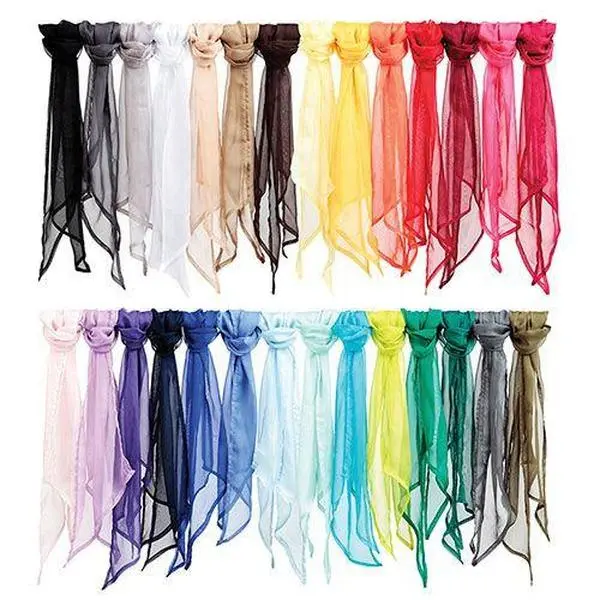 Plain Chiffon Scarves | Chiffon Shawl | Long 21" x 60" Many Colors- 12 PACK Bulk 2129C
