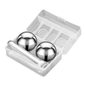 Metal Ice Cubes Whiskey Balls 2.2" Reusable Stainless Steel Metal Whiskey Ice Stones Metal Ice Cube Balls (2PACK)