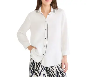 NIC+ZOE Stripe Trim Linen Shirt