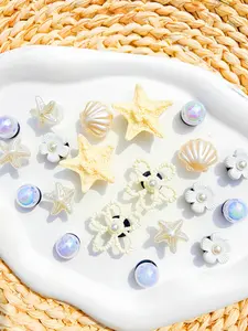 20pcs Ocean Series Shoe Accessories, Starfish Flower Shell Decorations, DIY Footwear Embellishments, Perfect for Parties & Gifts