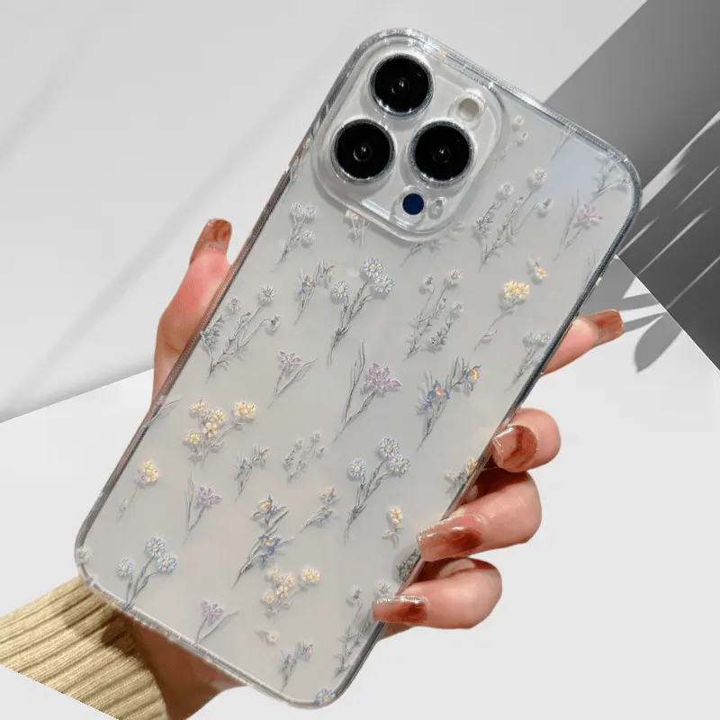 Full-Screen Floral Transparent Smartphone Casing - Stylish Soft Shell for iPhone 15,14,13,12,11,X,XS,XR,XS Max,Pro Max,Plus Series, Handheld Cellphone Devices Accessory, Ideal Gift for Easter,Birthday