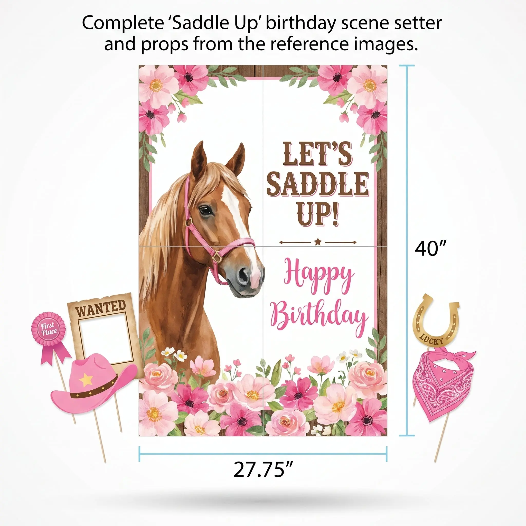 Saddle Up Birthday Scene Setter with Photo Booth Props