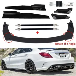 Adjustable Glossy Black Front Lip for Car,Car Front Bumper Lip Splitter Spoiler Adjustable Diffuser Protector Chin Lip Body Splitter Spoiler Air Dam Wide Body Kit Universal Fit For Honda Civic Accord Toyota Camry Corolla Dodge Charger Infiniti Q50 G35 G37
