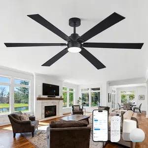 66in Modern 6 Blade Wood Ceiling Fan with Light, DC Motor, Smart APP & Remote Control, 3 Color Temperature, for Living Room & Open Spaces