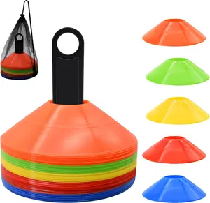 25/50/100/200 Pack Disc Cones, Agility Soccer Cones with Carry Bag and Holder, Soccer Cones for Sports Training, Football, Soccer, Basketball, Coaching, Practice Equipment, 5 Color FGBNM