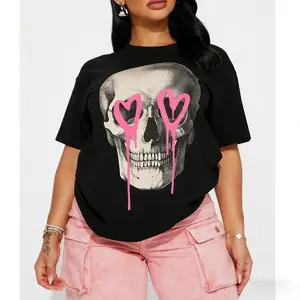 Y2K Skull Pink Drip Shirt| Aesthetic Skeleton Heart Eyes TEE Trendy and Versatile