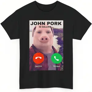 John Pork Funny Answer Call Phone T-Shirt, Brainrot T-Shirt Unisex T-shirt