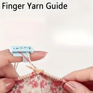 Knitting finger-tip yarn guide, knitting needle holder tool, yarn guiding and separation tool, suitable for beginners as a knitting accessory for handicrafts.