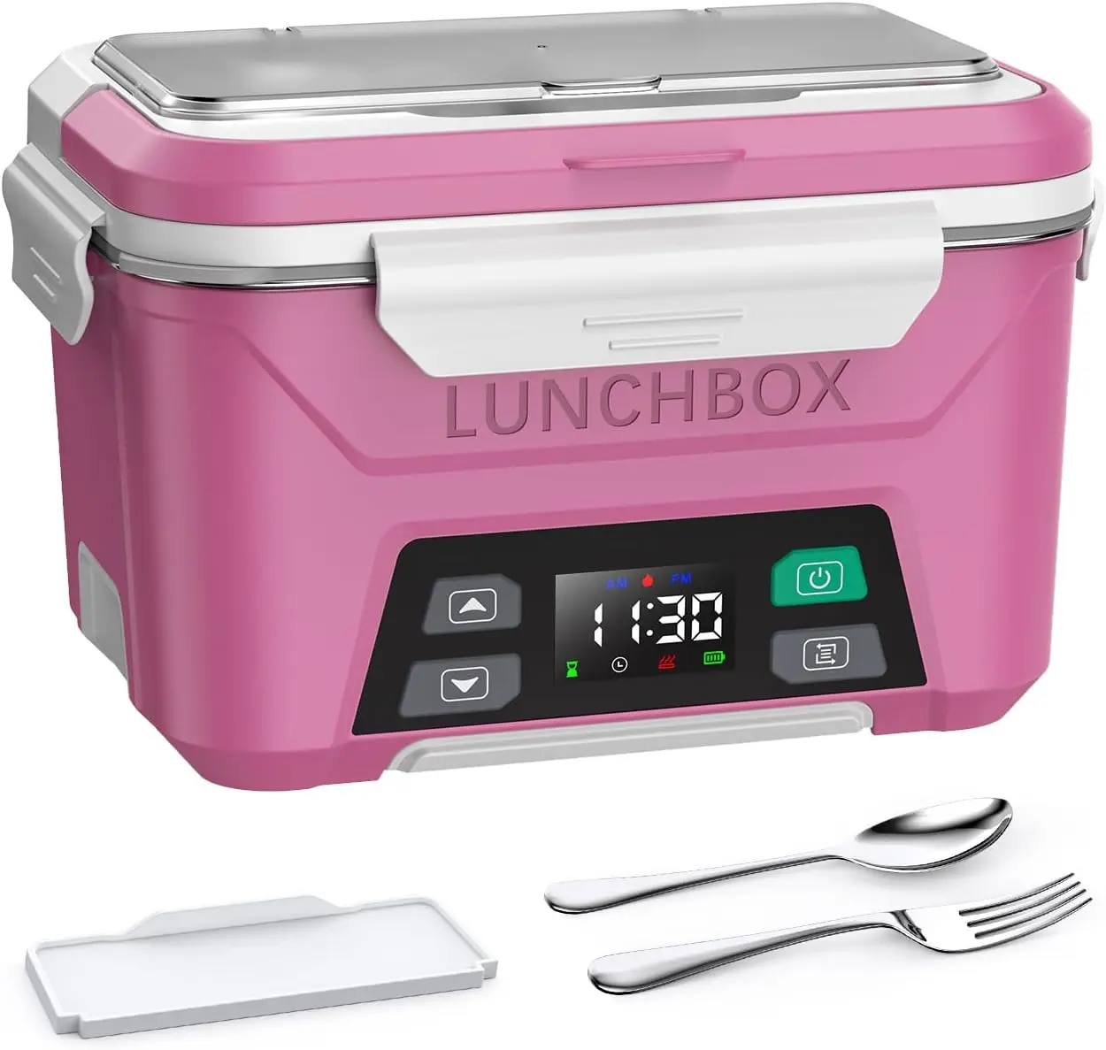 Docusvect Cordless Electric Lunch Box for Adults, Battery Powered Heated Lunch Box with Automatic Heating, 5.5 Cups Portable Self-Heating Food Warmer with Removable Tray Divider for Work, Travel, Road Trip