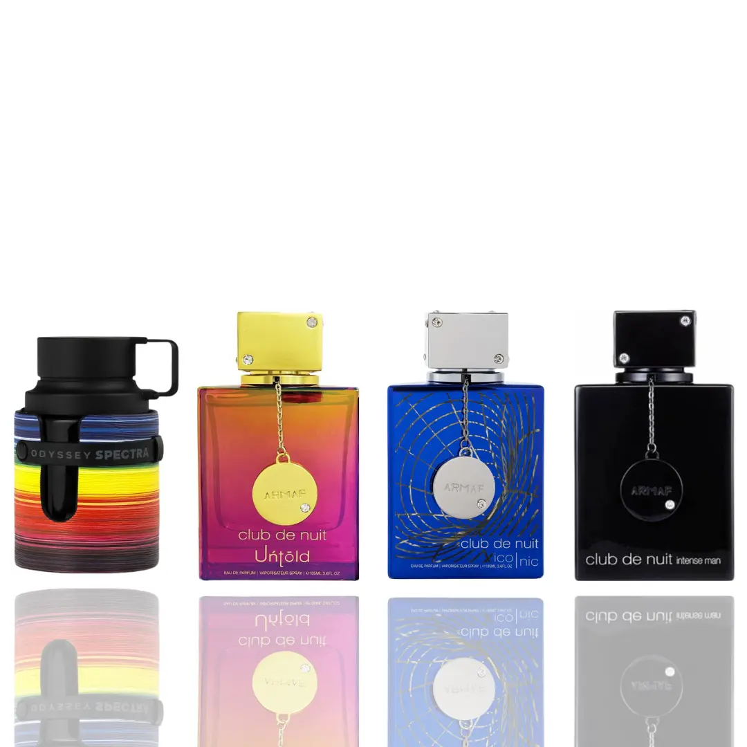 Armaf Men's 4-Pack 105ml Premium EDP Sprays - Boxed Fragrance Multi-Pack with Untold, Blue Iconic, Intense, Odyssey Spectra Scents, Fruity Citrus Musk, Intense Bergamot Notes, Perfume-Inspired Scent, Mensfashion Gift