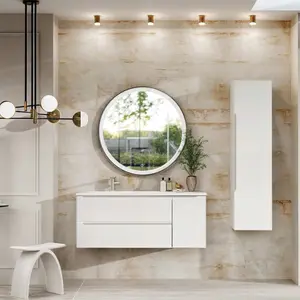 DAX Cenit Single Vanity Cabinet 2 Drawers 1 Door 48 Inches Matt White w/Onix Basin (DAX-CEN024811-ONX)