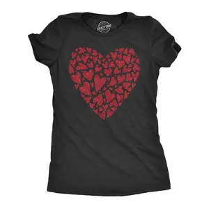 Womens Glitter Heart T Shirt Funny Awesome Valentines Day Hearts Lovers Tee for Ladies Funny Womens T Shirts Cute Vintage Fashion Casual Ladies T-Shirt Gift Love Tops for Women Women's Novelty Tees Black -