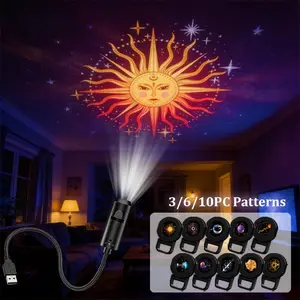 3/6/10pcs Tarot Card Pattern LED Mini Projector Lamp, Wall and Ceiling Projection, Easter and Ramadan Decor, Home Church Bedroom Decoration
