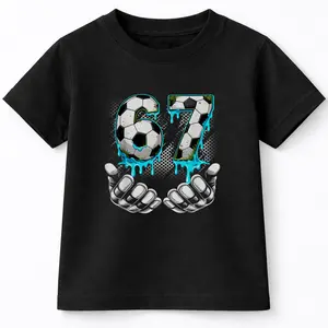 Boys Soccer 67 6 7 Six Seven Meme Funny Gen Alpha Meme Drip T-Shirt For Young Boys Girls T-shirt Crewneck Light Cotton