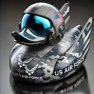 Patriotic US Air Force Duck Statue - Commemorative Desk Decor with American Flag & Fighter Jets, Perfect Gift for Veterans & Families, Durable ABS Material, Home Office Decoration |   Fighter Jet Design |   Collectible Item, US Army Duck