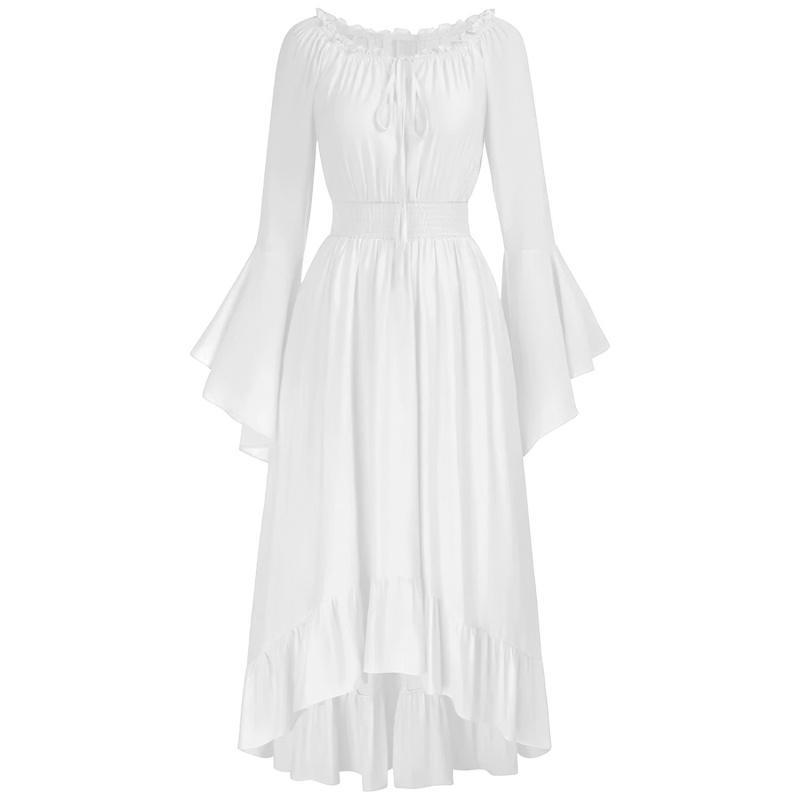 Women's  Boho Sexy Off Shoulder Long Sleeve Smocked High Waist Side Split Flowy A Line Tiered Long Maxi Dress Summer Casual prom dress summer outfits white graduation dress sundress sundress birthday dress  Womenswear Formal summer outfits