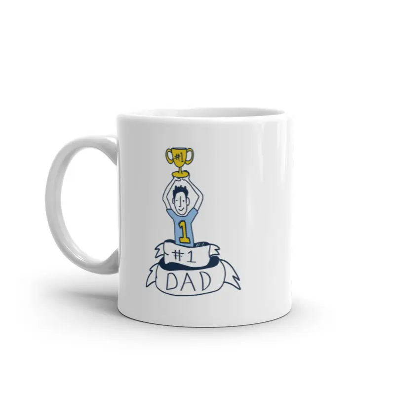 Number 1 Dad Mug Cool Father's Day Best Dad Graphic Novelty Coffee Cup - 11oz Funny Coffee Mugs Ceramic Printed Drinkware Cup