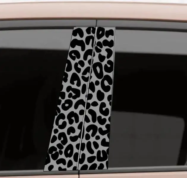 B-Pillar vinyl Decal' Leopard/Cheetah SPOTS Vinyl Decal Overlay, 2pc. Left and Right side Universal Car Sticker for Vehicle Exterior Decoration Truck Accessories Windshield Sticker