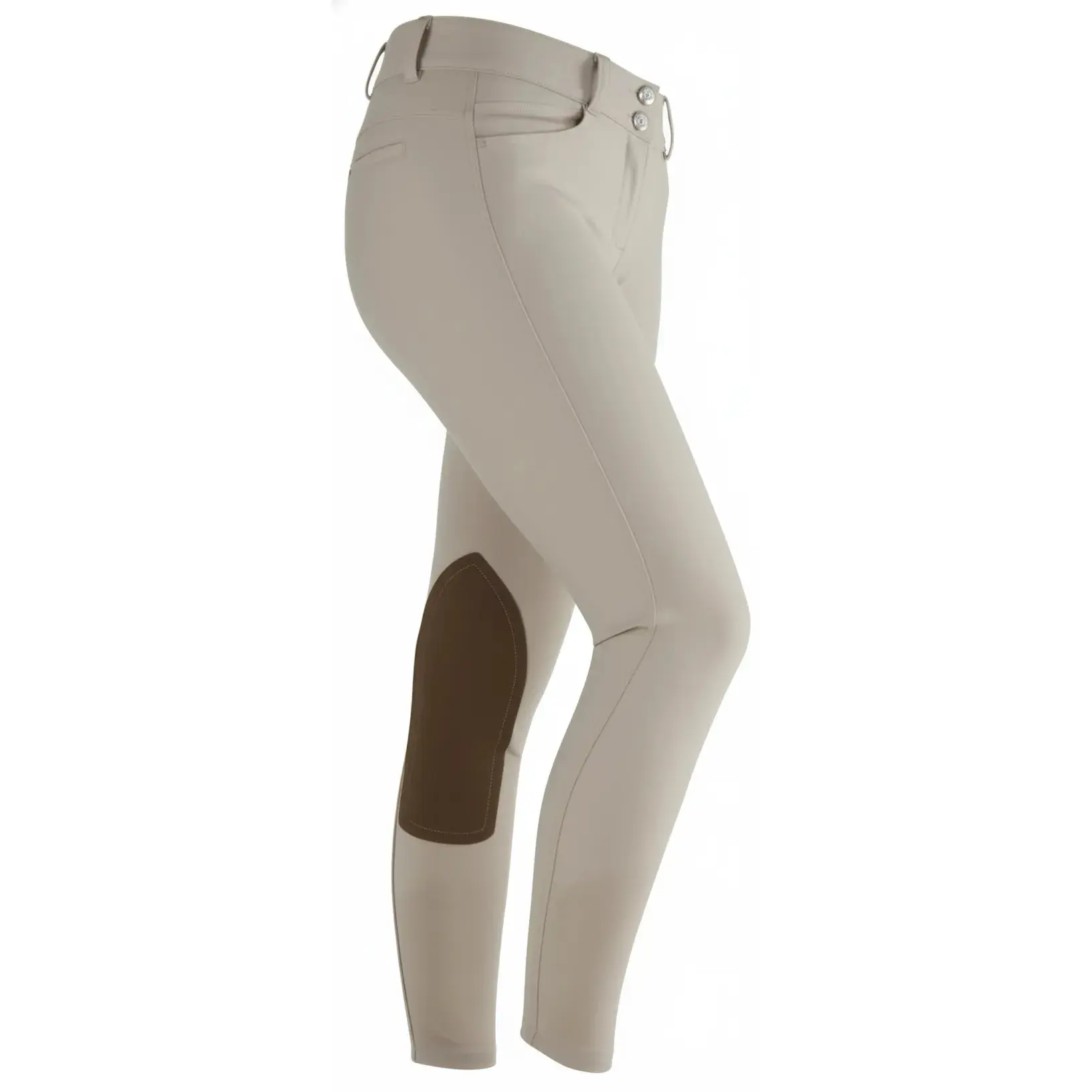 Shires Aubrion Suffolk Ladies Breeches - Beige Show Riding Pants, Clarino Knee Patch, Euro Seat, 2-Inch Waistband - Multiple Sizes 24"