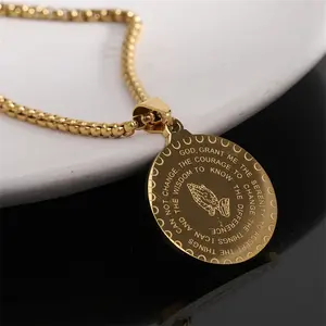 Serenity Prayer & Lord's Prayer Pendant Stainless Steel for Men & Women