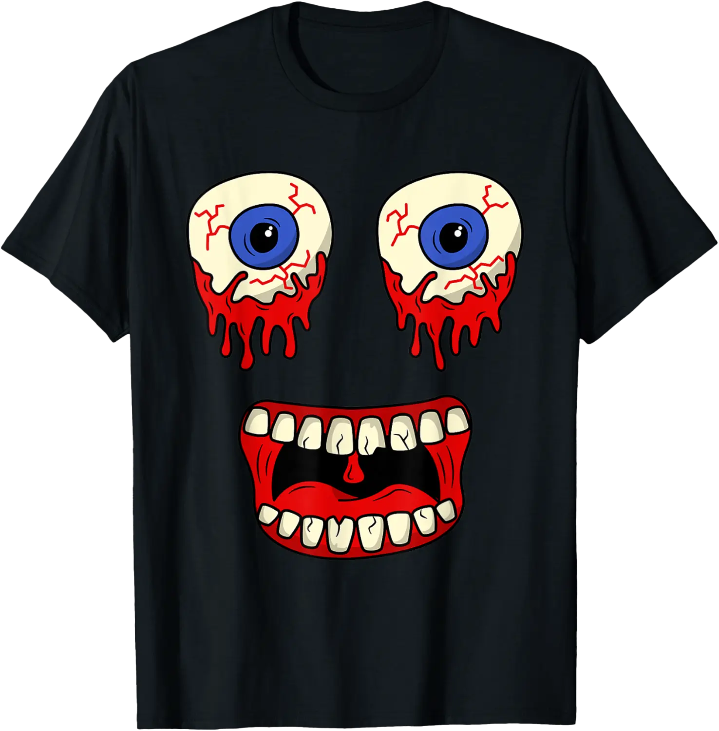 Crazy Zombie Costume Bloody Halloween Zombie Face T-Shirt - 25B07W3XZNPZ