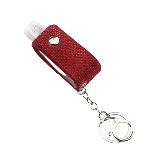 Elegant Bling Sanitizer Container with Holder Keychain Available in Six Colors for Convenient Use