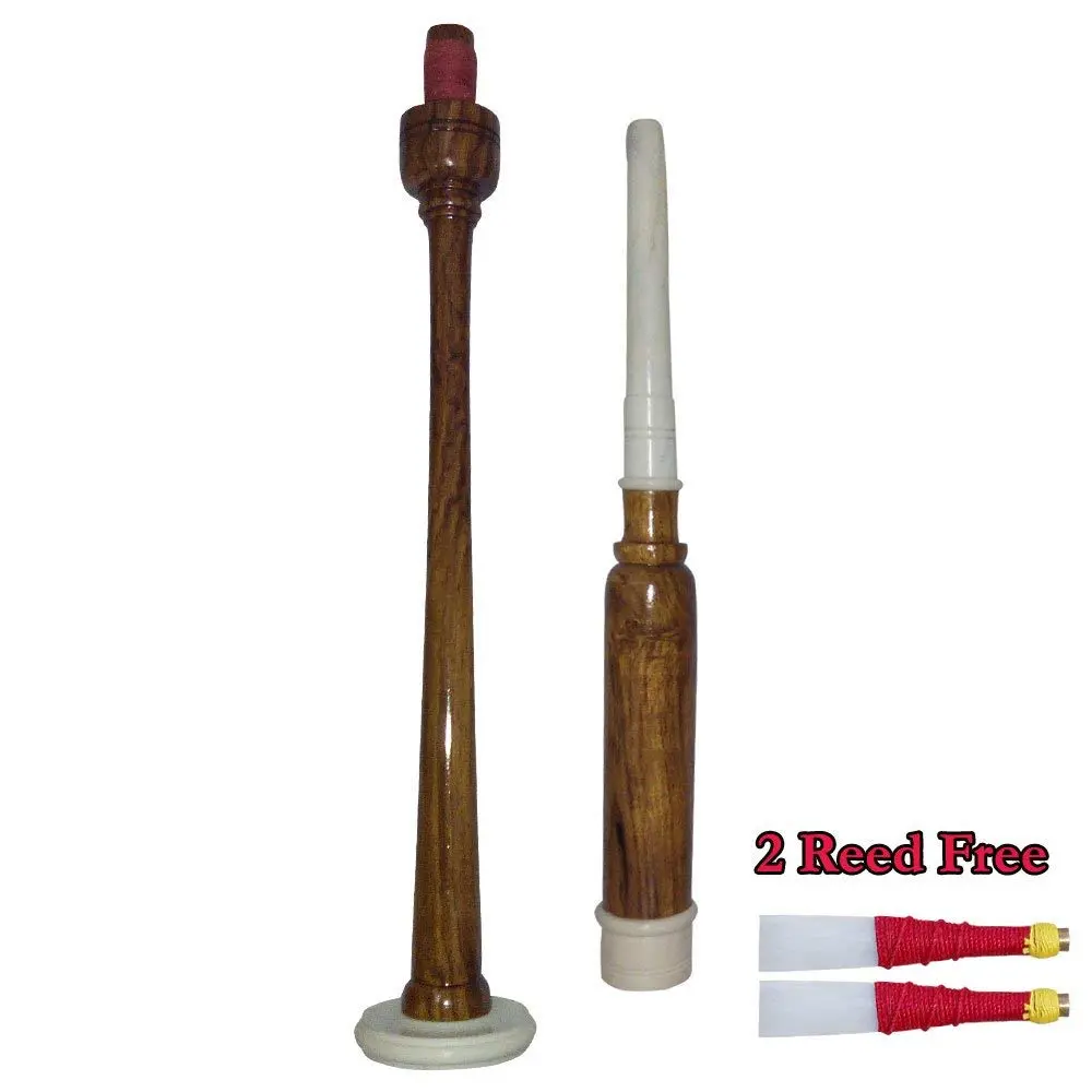 Wooden Handheld Rosewood Practice Chanter - Natural Color, Imitation Ivory Mounts, Includes 2 Free Reeds