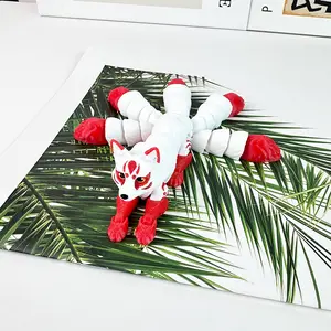 Christmas 3D Printed Articulated Fox Five-Tailed Fox Decoration Toy Stress Relief Figurine Model Gift Toy Children's Ornament