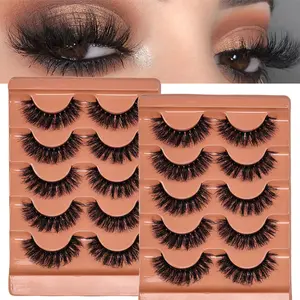 10Pairs/2Pack 3D D Curling Natural Manga Lashes Dramatic Fluffy Soft Cross False Eyelashes Reusable Fake Lashes For Party Daily Wear Makeup