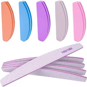 Nail File and Buffer (10 Pcs), Buffer Block Nail Files Double Sided 100/180 Grit for Acrylic and Natural Nails, fingernail Emery Board Buffing Blocks Manicure Set Nail Care kit Tool Halfmoon Arc Cutics