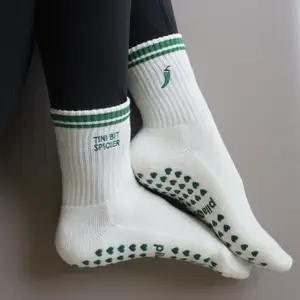 Tini Bit Spicier Grip Socks - Cream & Green Activewear Tubesocks