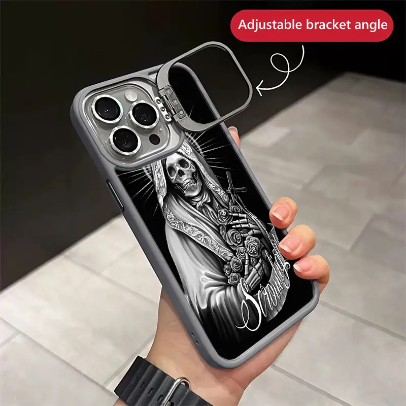 Sturdy Phone Accessories Skull Pattern Phone Case For iphone 17 AIR 16 15 14 13 12 11 PRO PLUS MAX COOL Fashionable Tough Magnetic Durable Metal lens frame Film Bracket Stand Gift Full Protection Camera Holder Phone Cases Cover 11X-L0363