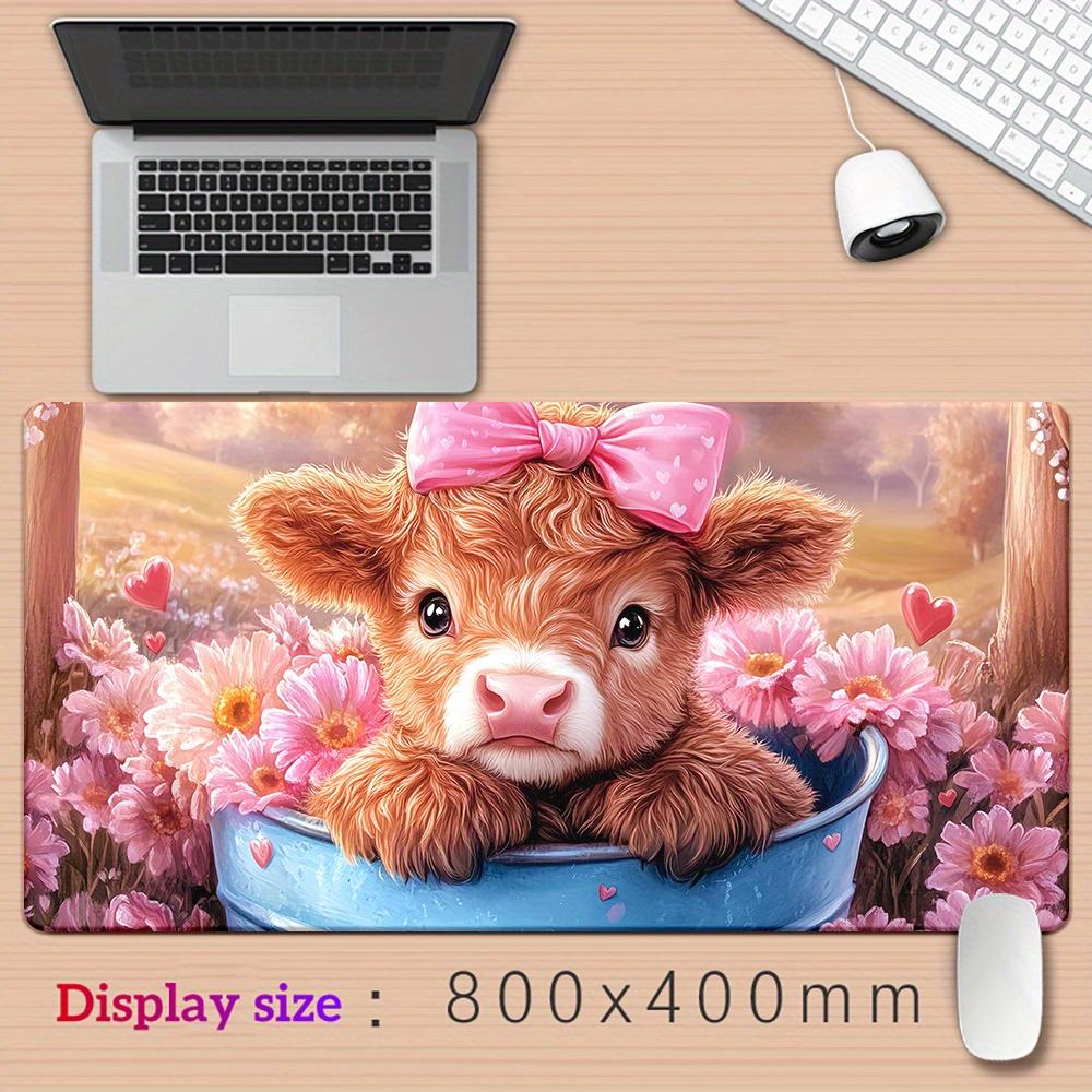 1pc Cute Scottish Highland Cow Desk with Scottish Terrier & Cow Patterns - Non-Slip Rubber Base Gaming & Office Mouse Pad Suitable for PC, Laptop, Computer, Desk - Adorable Scottish Cow Design