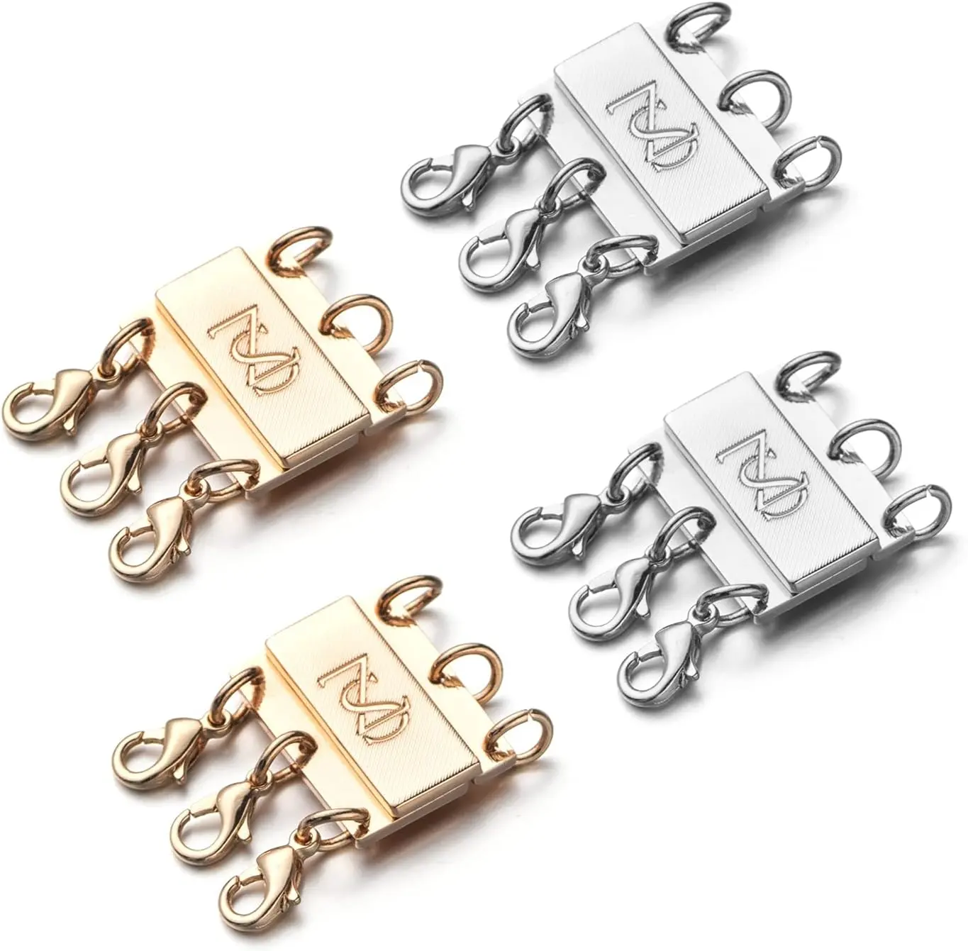 Locking Magnetic Triple Necklace Layering Clasp, Separator for Stackable Necklaces and Chains
