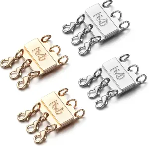 Locking Magnetic Triple Necklace Layering Clasp, Separator for Stackable Necklaces and Chains